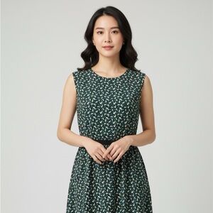 LOFT Ann Taylor Black and White Midi Sundress with Cap Sleeves